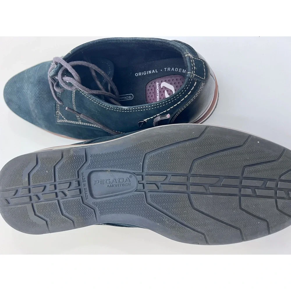 Pegada Amortech Mens Navy Blue Suede Leather Derby Shoes Size 10.5 Brazil